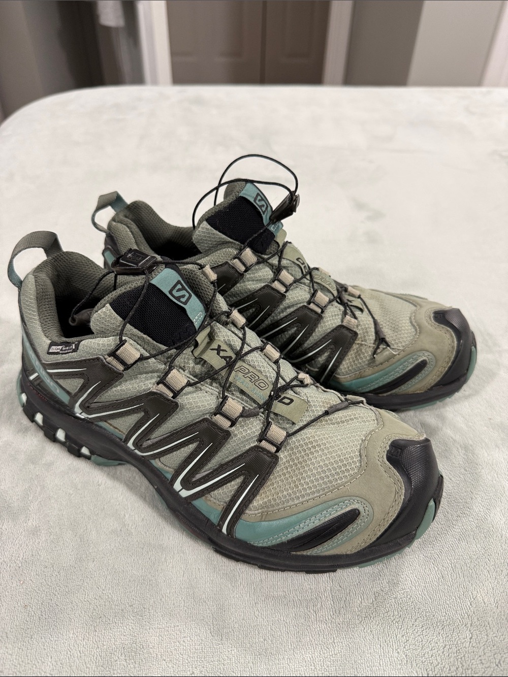 Salomon Women's Waterproof Sage Green and Black Trail Sneakers - Picture 3 of 4